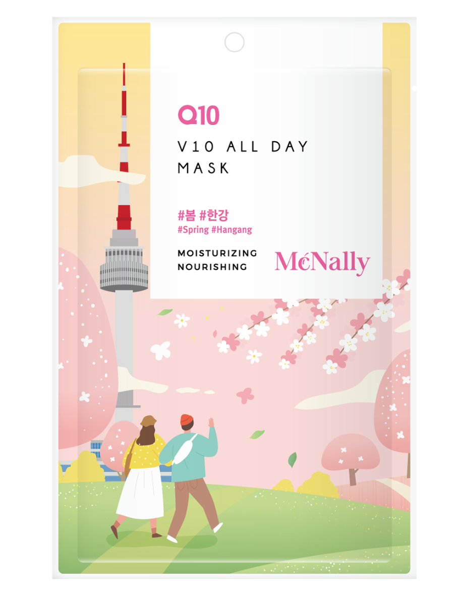 MCNALLY Маска тканевая для лица с коэнзимом Q10 V10 ALL DAY MASK Q10