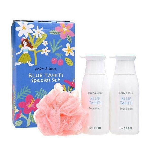The Saem Набор для тела увлажняющий с экстрактом цветов тиаре Body & Soul Blue Tahiti Special Set, 300 мл*2 шт.+1 шт.
