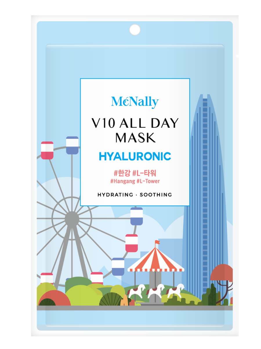 MCNALLY Маска тканевая с гиалуроновой кислотой V10 ALL DAY MASK HYALURONIC