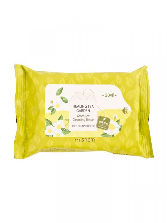 The Saem Очищающие салфетки с экстрактом зеленого чая Healing Tea Garden Green Tea Cleansing Tissue, 20шт