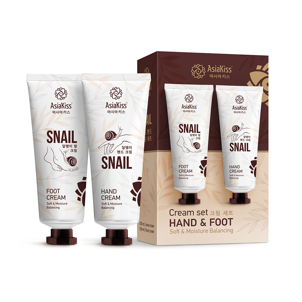 AsiaKiss Набор кремов для рук и для ног с муцином улитки - Cream set snail, 2шт*100мл