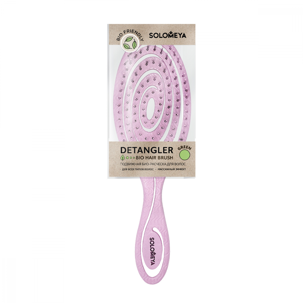 SOLOMEYA Расческа био для волос подвижная СВЕТЛО-РОЗОВАЯ Solomeya Detangling Bio Hair Brush Light Pink, 1 шт.