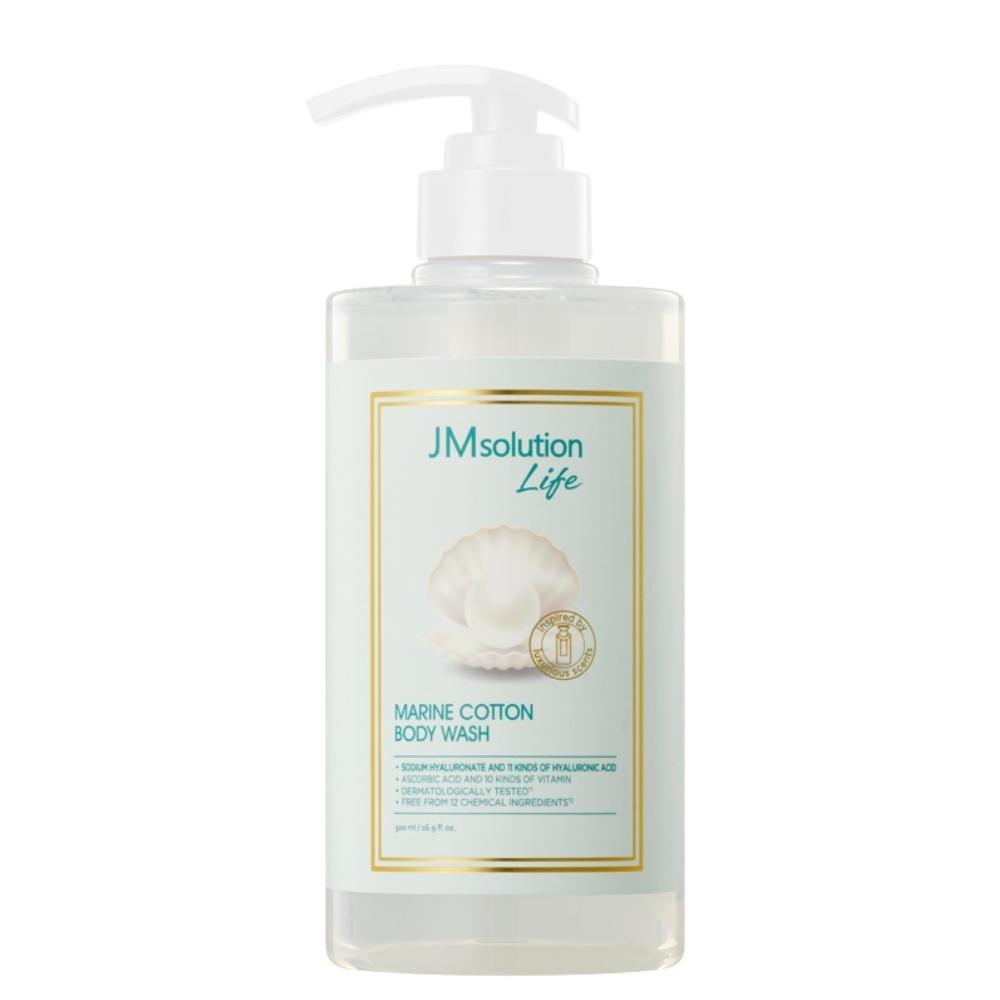 JMSOLUTION Гель для душа с морской водой и экстрактом жемчуга Life Marine Cotton Body Wash, 500мл