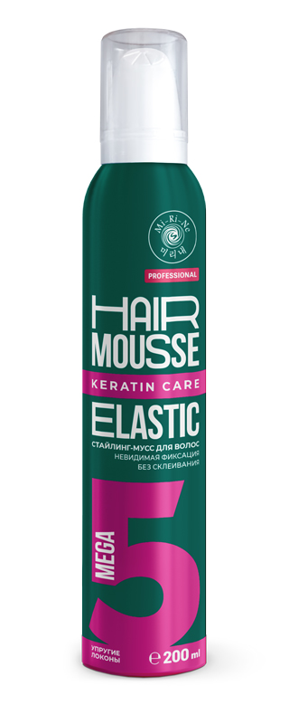 MI-RI-NE Мусс-стайлинг для укладки волос УПРУГИЕ ЛОКОНЫ Hair Mousse Keratin Care Elastic, 200 мл