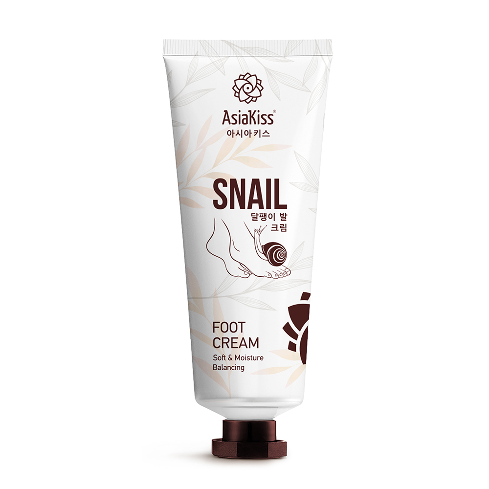 AsiaKiss Крем для ног с муцином улитки - Snail foot cream, 100мл