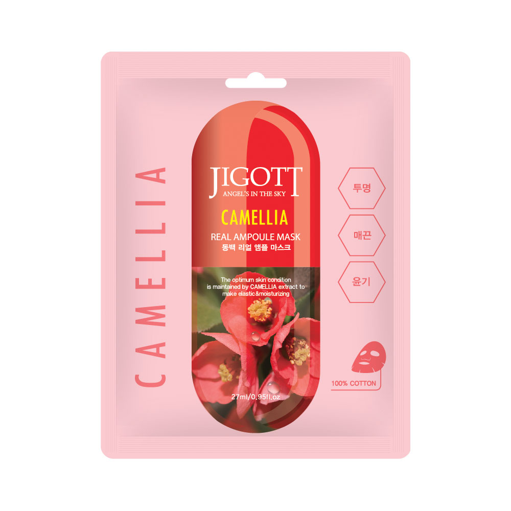 JIGOTT Тканевая маска для лица КАМЕЛИЯ CAMELLIA Real Ampoule Mask