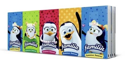 Салфетки Платочки Familia классические трехслойные