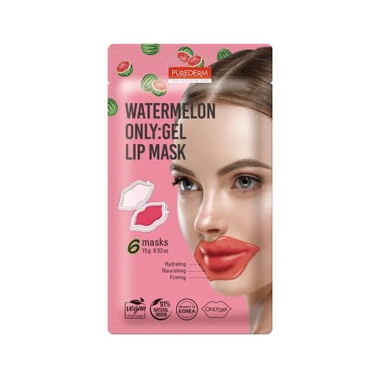 PUREDERM Патчи для губ Watermelon ONLY:GEL Lip Mask