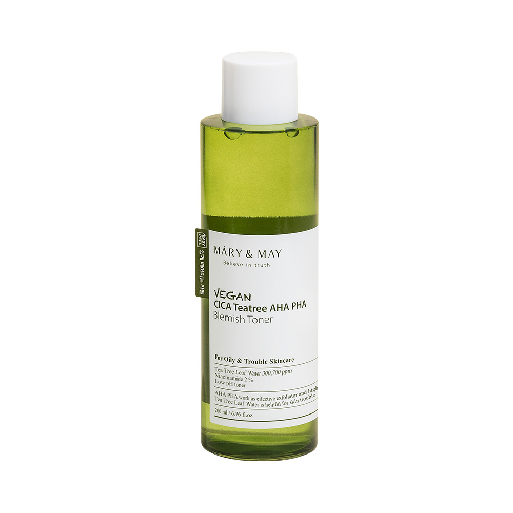 MARY&MAY Успокаивающий тонер с центеллой Vegan CICA Tea Tree AHA PHA Blemish Toner, 200 мл