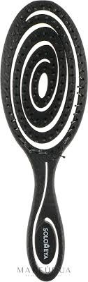 SOLOMEYA Расческа био для волос подвижная ЧЕРНАЯ Solomeya Detangling bio hair brush Black, 1 шт.